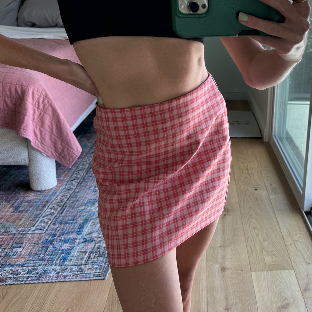 Urban Outfitters Pink Checkered Mini Skirt